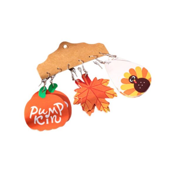 Wholesale Autumn-themed maple leaf and pumpkin earrings