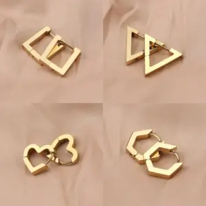 1 Pair Simple Style Triangle Hexagon Plating 304 Stainless Steel 18K Gold Plated Stainless Steel Earrings