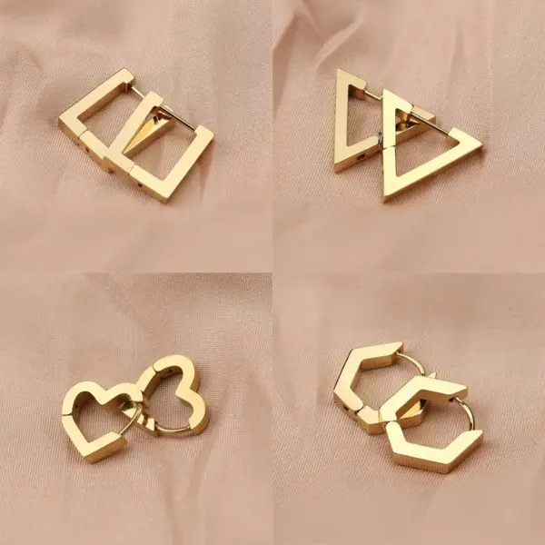 1 Pair Simple Style Triangle Hexagon Plating 304 Stainless Steel 18K Gold Plated Stainless Steel Earrings
