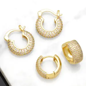 Wholesale 1 Pair Ig Style Fashion Simple Style Round Plating Inlay Copper Zircon 18k Gold Plated Earrings