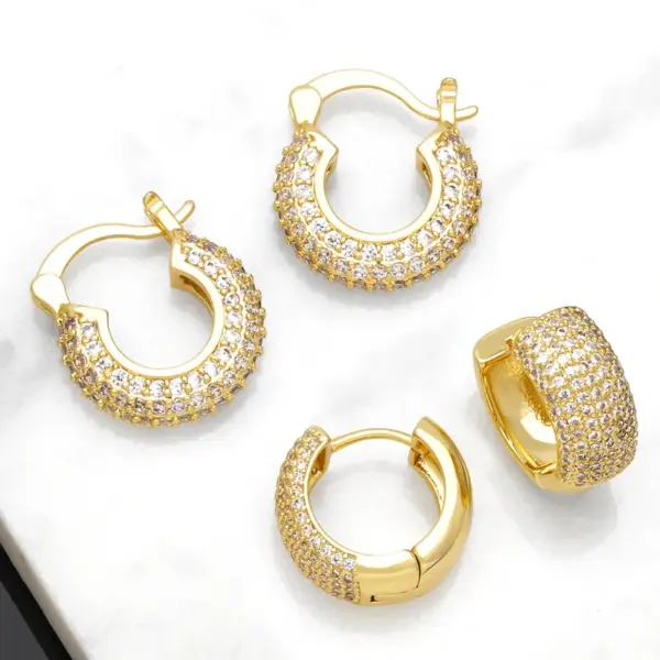 Wholesale 1 Pair Ig Style Fashion Simple Style Round Plating Inlay Copper Zircon 18k Gold Plated Earrings