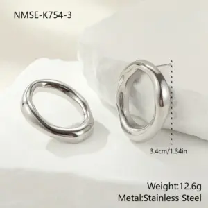 NMSE-K754-3 Steel Color Stud Earrings