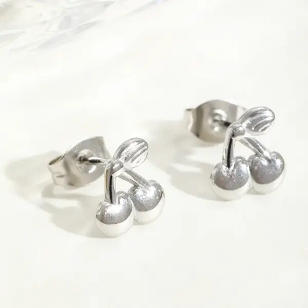 Wholesale Ion Plating (IP) Cherry 304 Stainless Steel Simple Style Waterproof Non Tarnish Ear Studs