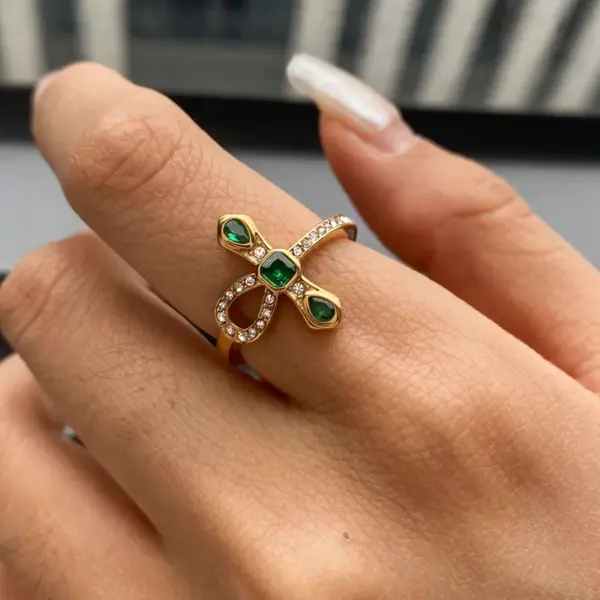 304 Stainless Steel Snake PVD Coated Zircon 18K Real Gold Plated Real Gold Plated Basic Classic Style Commute Waterproof Non Tarnish Rings