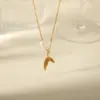 Wholesale Jewelry Beach Commute Dolphin Shell Fish Tail 304 Stainless Steel Acrylic 18K Gold Plated Plating Inlay Pendant Necklace
