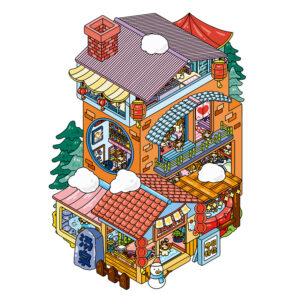 Senyou-landscaping stickers (large edition 4.0)-winter hot spring