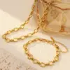 Wholesale Ion Plating (IP) 18K Gold Plated Solid Color 304 Stainless Steel Hip-Hop Streetwear Cool Style Waterproof Non Tarnish Jewelry Set