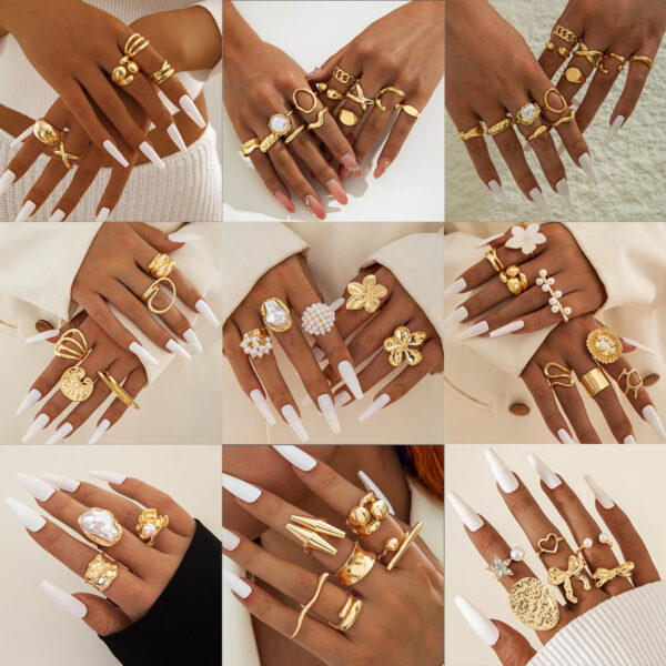 oly-72454da39bddb041d1d9820e749b8f92 Wholesale Geometric irregular fashion ring set