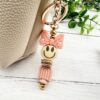 Wholesale New Cute Smiley Dot Bow Silicone Beaded Keychain Bag Key