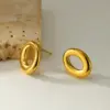 Wholesale Oval Stud Earrings For Women Featuring Electroplated 18K Real Gold Plated 304 Stainless Steel With 0.03µm PVD Coated Layer