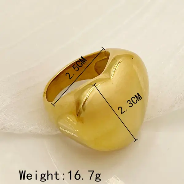 Wholesale 304 Stainless Steel 14K Gold Plated Elegant Plating Heart Shape Rings