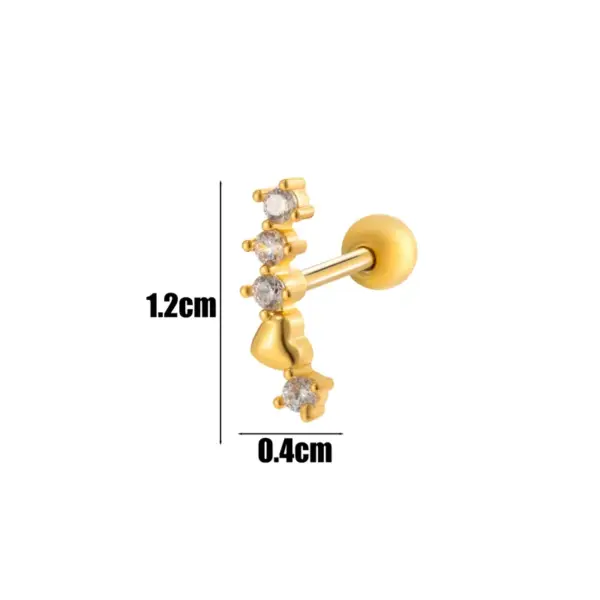 Wholesale 1 Piece Ear Cartilage Rings & Studs IG Style Simple Style Korean Style Heart Shape Butterfly Bow Knot Copper Waterproof Non Tarnish Surgical Steel Zircon