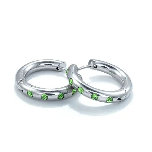 Fashion 18K Gold Plated Stainless Steel Earrings, Inlaid With Red, Pink, Green, And White Zircon, Suitable For Women