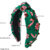 Wholesale Christmas headband, windmill cane print, rhinestone-studded Christmas hair aessory for women