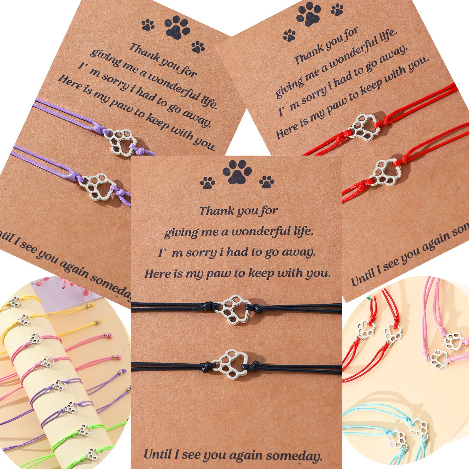 Wholesale Cross-border bracelet Europe and the United States for creative multi-color line cat claw imprint hand-woven blessing bracelet friendship ha