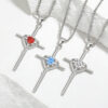 oly-72644c035b7bee50fac55d3341681487 Wholesale heart-shaped twee contion stone clavicle chain retro cold wind faith cross necklace