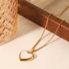 Wholesale 304 Stainless Steel Heart Shape PVD Coated 18K Real Gold Plated IG Style Princess Romantic Waterproof Non Tarnish Belcher Chain White Gold Locket Necklace