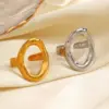 Ion Plating (IP) 18K Gold Plated Oval 304 Stainless Steel Simple Style Waterproof Non Tarnish Open Rings