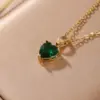 Wholesale Elegant Simple Style Heart Shape 304 Stainless Steel Copper Plating Inlay Gold Plated Zircon Pendant Necklace