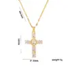 Wholesale Ig Style Simple Style Cross Titanium Steel Copper Zircon Pendant Necklace In Bulk