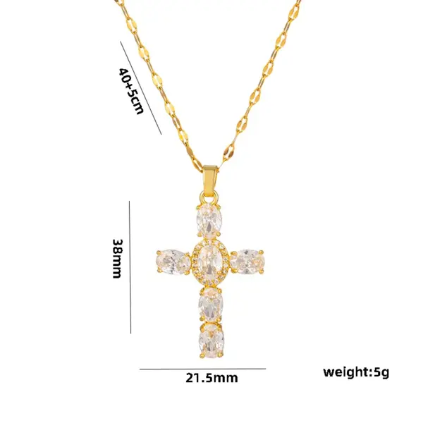 Wholesale Ig Style Simple Style Cross Titanium Steel Copper Zircon Pendant Necklace In Bulk