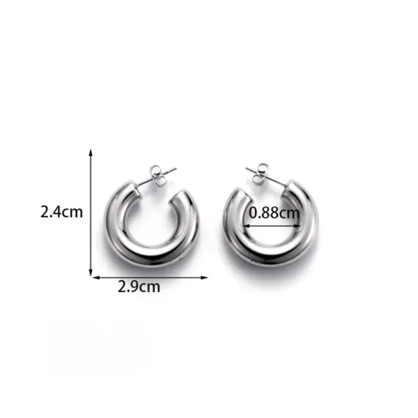 PVD Coated C Shape Water oplets 304 Stainless Steel Simple Style Waterproof Non Tarnish Ear Studs