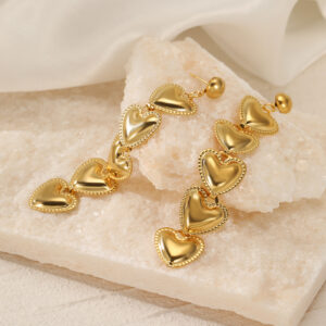 Wholesale Long five heart-shaped titanium steel earrings