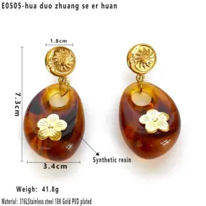 Flower Contrast Color Earrings / Average Size
