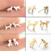 PVD Coated 18K Gold Real Gold Plated Dog Cat 304 Stainless Steel Fashion Waterproof Non Tarnish Ear Studs