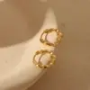 Wholesale 1 Pair Basic Commute Round Solid Color 304 Stainless Steel 14K Gold Plated Ear Studs