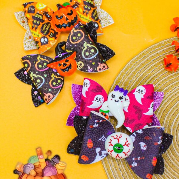 Wholesale Halloween Pumpkin Ghost Skull Eyeball Print Children's Hairpin
