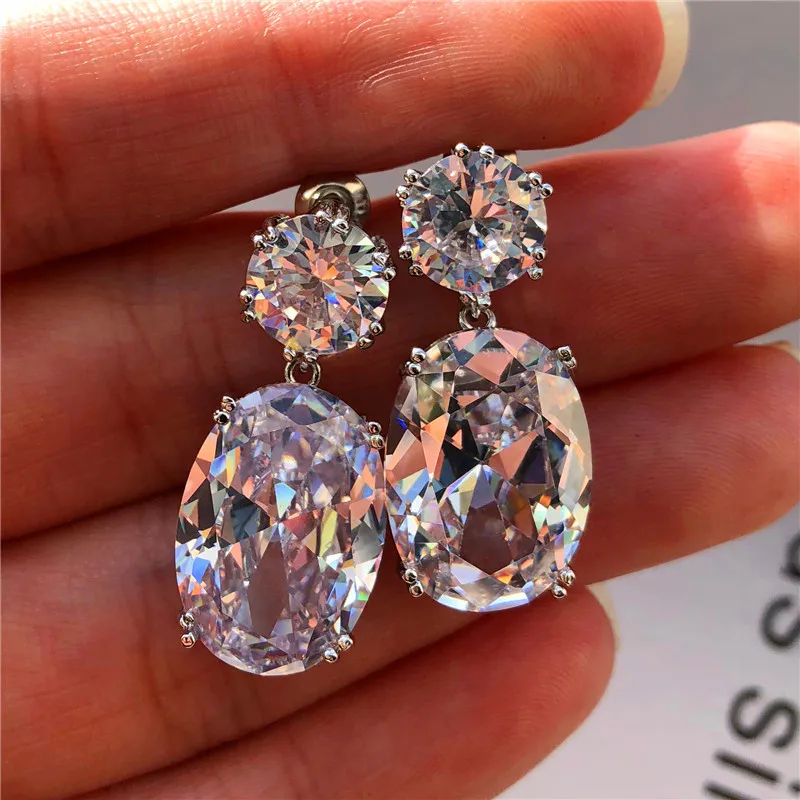 Wholesale Fashion Copper Large Zircon Geometric Earrings Wholesale