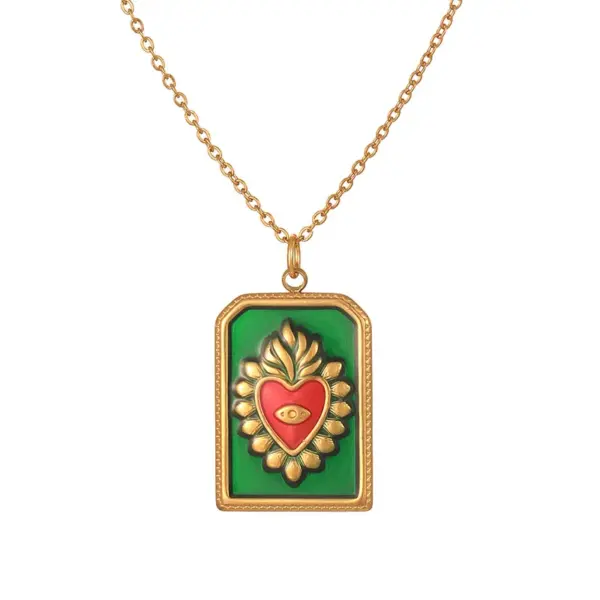 Double Heart Pendant Necklace Diamond Embedded Titanium Steel Love Lockbone Chain Fashion Accessory For Women