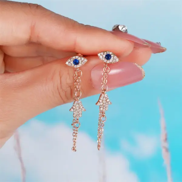 Wholesale Fashion Geometric Brass Gem Earrings Ear Studs
