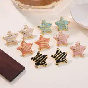 Wholesale 304 Stainless Steel Plastic Star Electroplating Imitation Gold Sweet Simple Style Classic Style Ear Studs