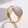 PVD Coated Real Gold Plated 18K Gold Geometric 304 Stainless Steel Fashion Waterproof Non Tarnish Open Ring