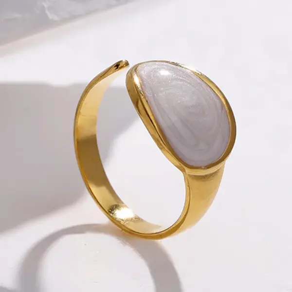 PVD Coated Real Gold Plated 18K Gold Geometric 304 Stainless Steel Fashion Waterproof Non Tarnish Open Ring