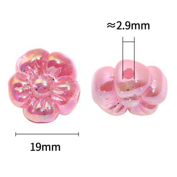 Wholesale Translucent sequins five petal flower beaded UV color plated acrylic flower beads diy mobile phone chain keychain loose beads