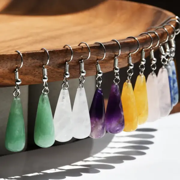 Wholesale 1 Pair Retro Water Droplets Plating Alloy Natural Stone Women's Drop Earrings