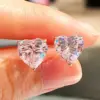 Wholesale Fashion Heart-shaped Zircon Simple Heart-shaped Copper Earrings