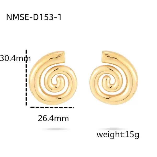 Wholesale PVD Coated Real Gold Plated 18K Gold Spiral Stainless Steel Simple Style Waterproof Non Tarnish Ear Studs