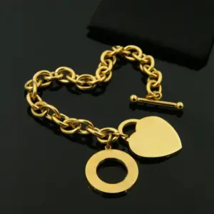 Gold Peach Heart Bracelet