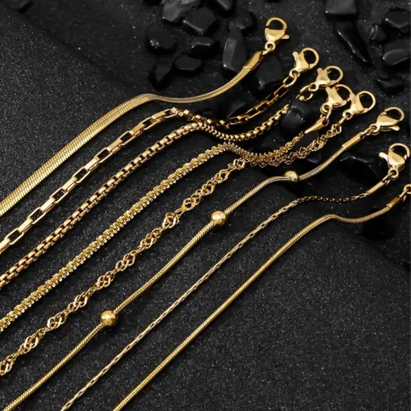 Wholesale Real Gold Plated Geometric 304 Stainless Steel Simple Style Classic Style Waterproof Non Tarnish 304 Stainless Steel Chain Bracelet