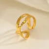 Wholesale PVD Coated Geometric 304 Stainless Steel Simple Style Waterproof Non Tarnish Open Ring