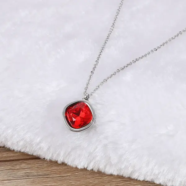 Wholesale Jewelry Formal Simple Style Geometric 304 Stainless Steel Zircon Inlay Pendant Necklace