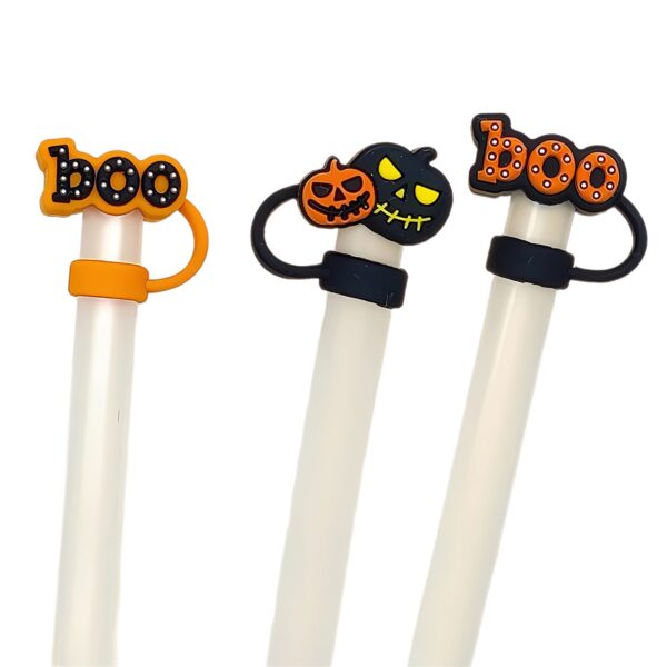 Wholesale Customized New 10mm Food Grade Silicone Halloween Straw Cap Straw Cup Dustproof Plug Creative Straw Plug