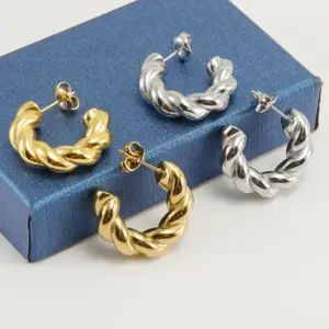 Wholesale Fashion Twist Titanium Steel Plating Ear Studs 1 Pair