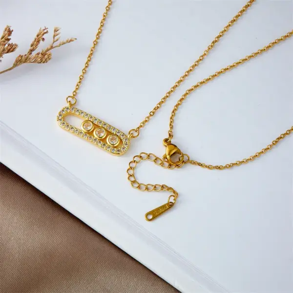 Wholesale 304 Stainless Steel Copper Paper Clip Pendant Necklace