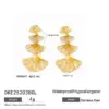 304 Stainless Steel Flower PVD Coated Stone-Free Real Gold Plated Handmade Romantic Shiny Waterproof Non Tarnish Surgical Steel Frill Drop Earrings Earrings