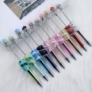 Wholesale Creative DIY Flower Beaded Pen Handmade Hanging Drill Beaded Ballpoint Pen Flower Diamond Pen Gift Cross-border Hot Sale